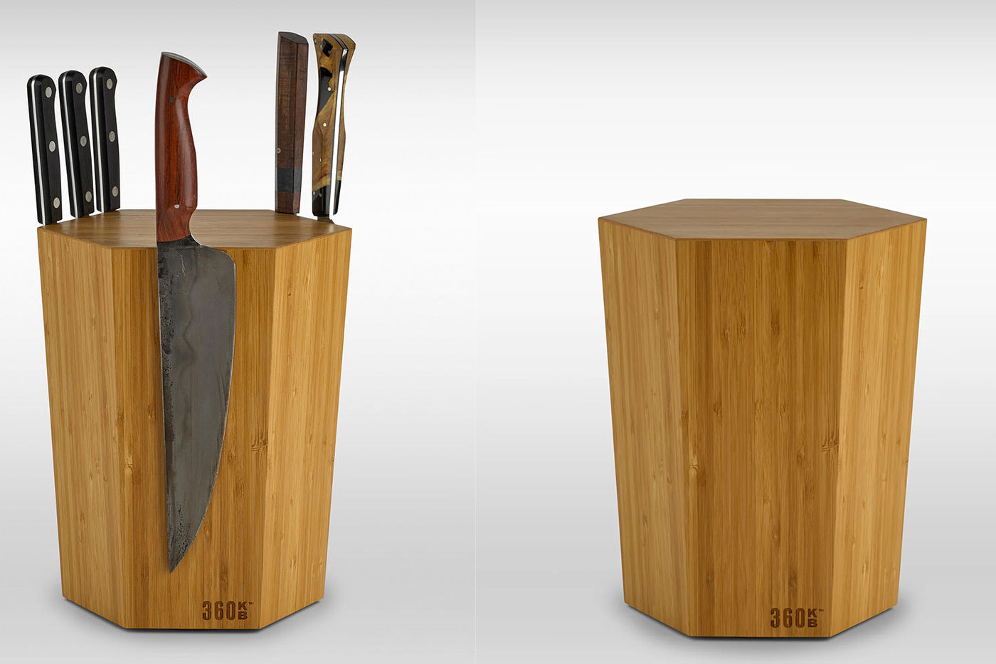 360KB Rotating Knife Block - Honey Bamboo