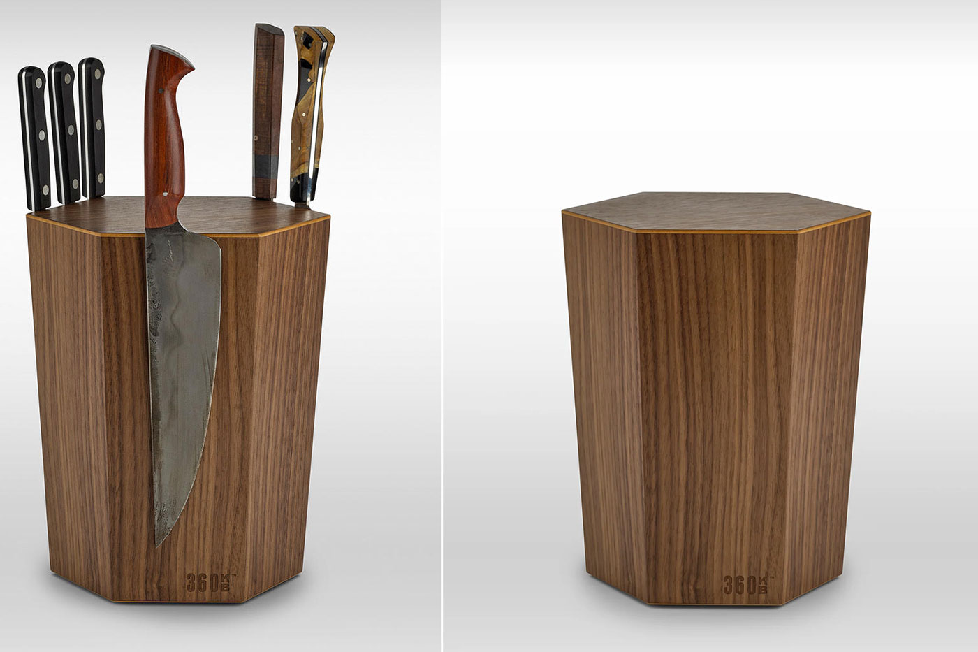360KB Rotating Knife Block - Walnut