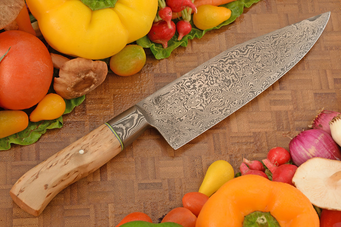 Integral Damascus Chef's Knife (7-1/2 in.) with Masur Birch
