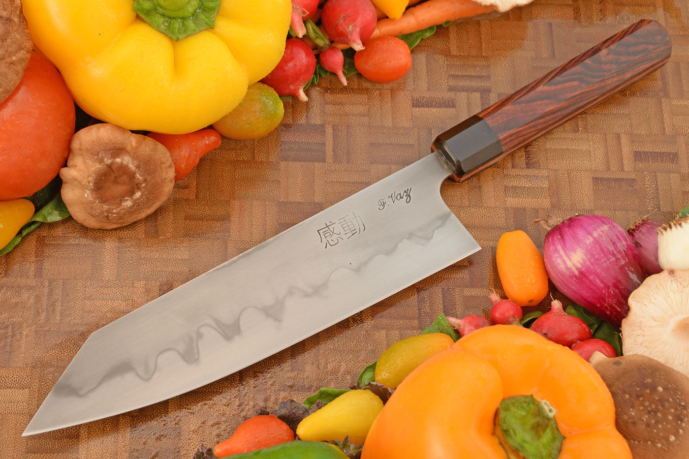 Honyaki Chef's Knife - Kiritsuke Gyuto - (7-3/4 in) with Kingwood and Ebony