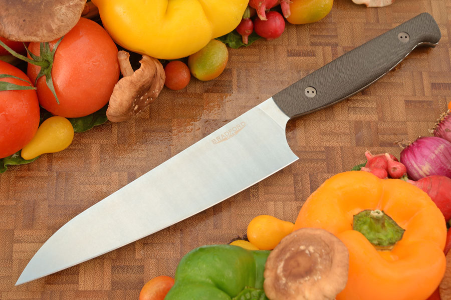Chef's Knife with Microtextured Carbon Fiber (7-3/4 in.) - Blue PVD AEB-L