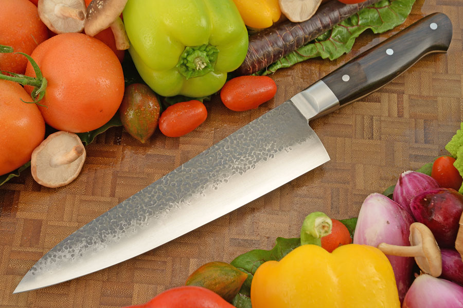 Tsuchime San Mai Chef's Knife (8-1/2 in.) with Wrought Iron and African Blackwood