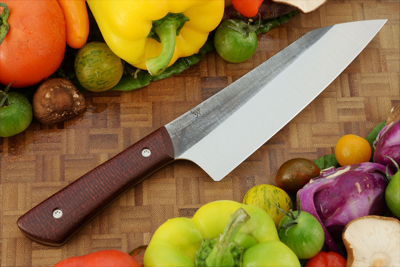 Chef's Knife (Kiritsuke) with Burlap Micarta (6-3/4 in)