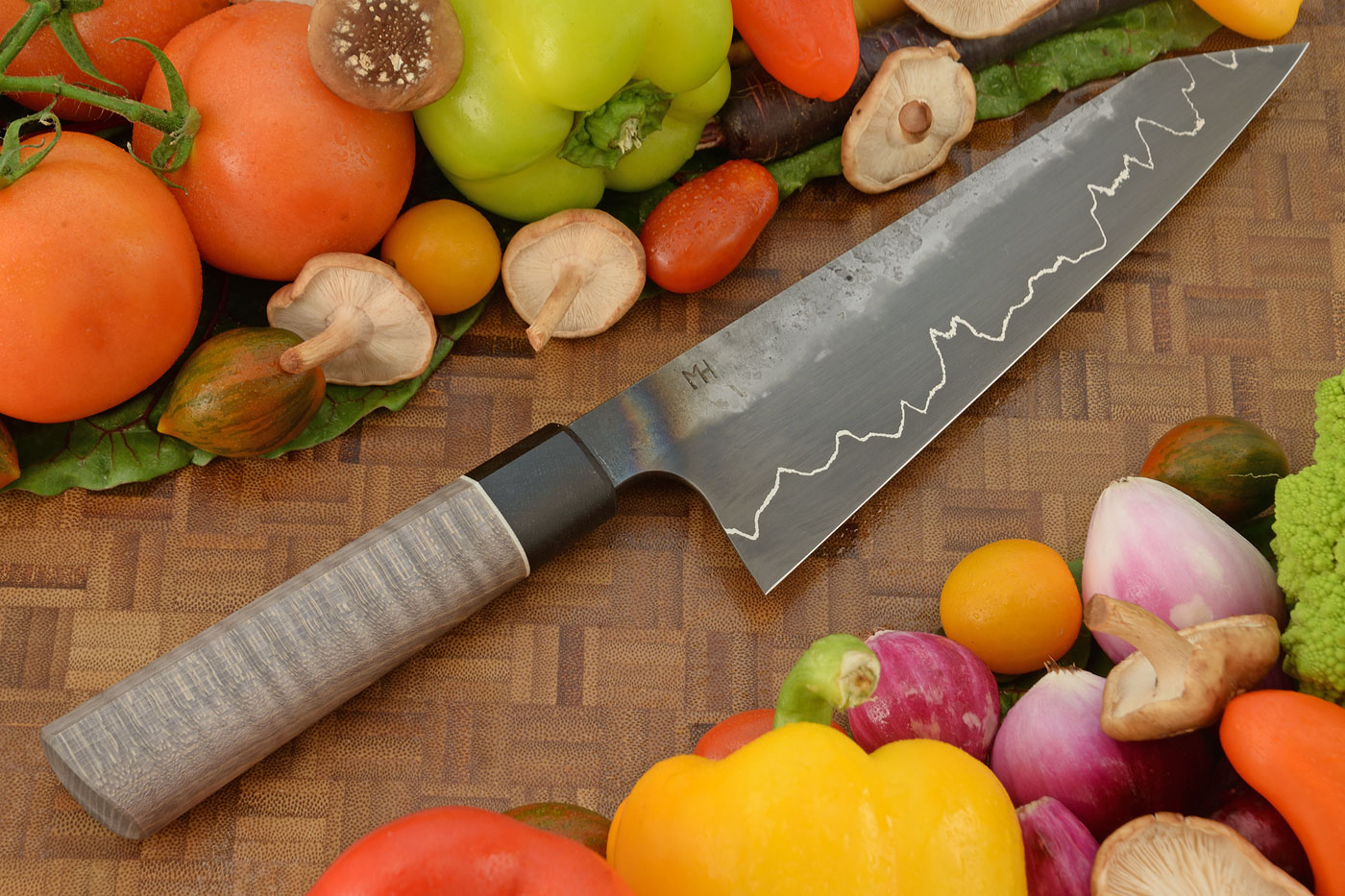 Silverline San Mai Chef's Knife - Kiritsuke Gyuto - with Maple and Bog Oak (8 in.)