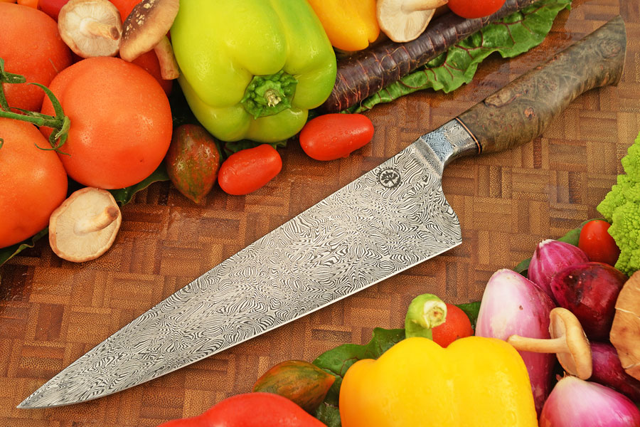 Integral Mosaic Damascus Chef's Knife (9 in.) with Maple Burl