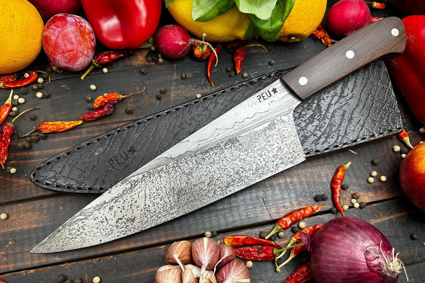 Chef's Knife (Cocinero 210mm) with Guayacan Ebony and O2 Carbon Steel
