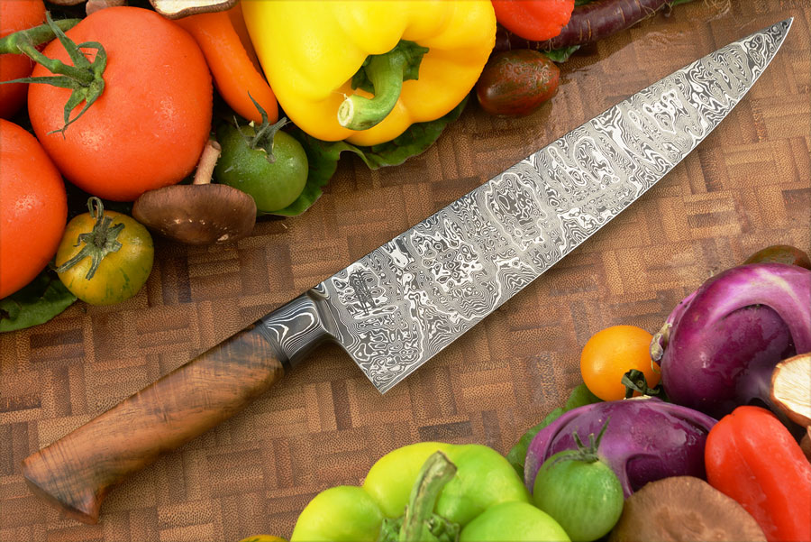 Integral Damascus Chef's Knife (9 in.) with Curly Koa