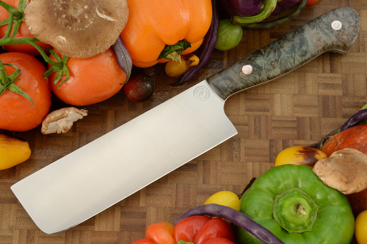 Chef's Knife - Nakiri (6-1/2 in.) with Box Elder Burl - AEB-L