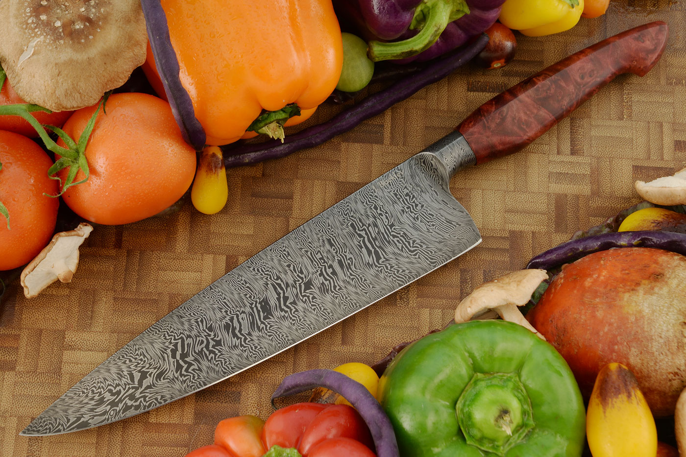 Integral Damascus Chef's Knife (8-1/3 in.) with Maple Burl