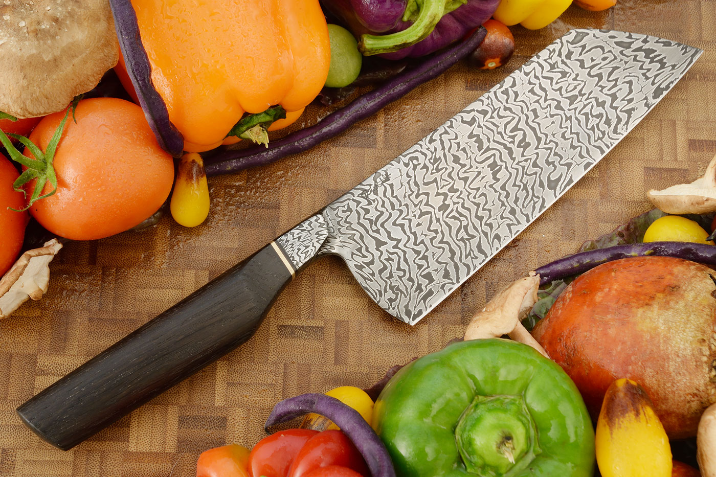 Integral Mosaic Damascus Bunka (7 in.) with Bog Oak