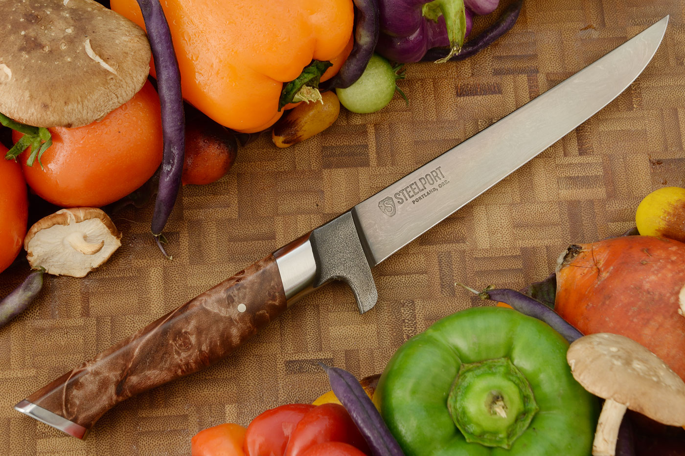 Forged Boning Knife with Bigleaf Maple Burl (6-1/4