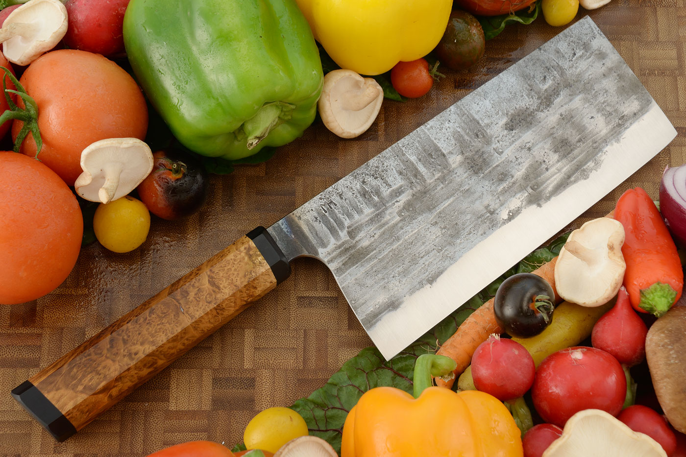 Forged Vegetable Cleaver with Maple Burl