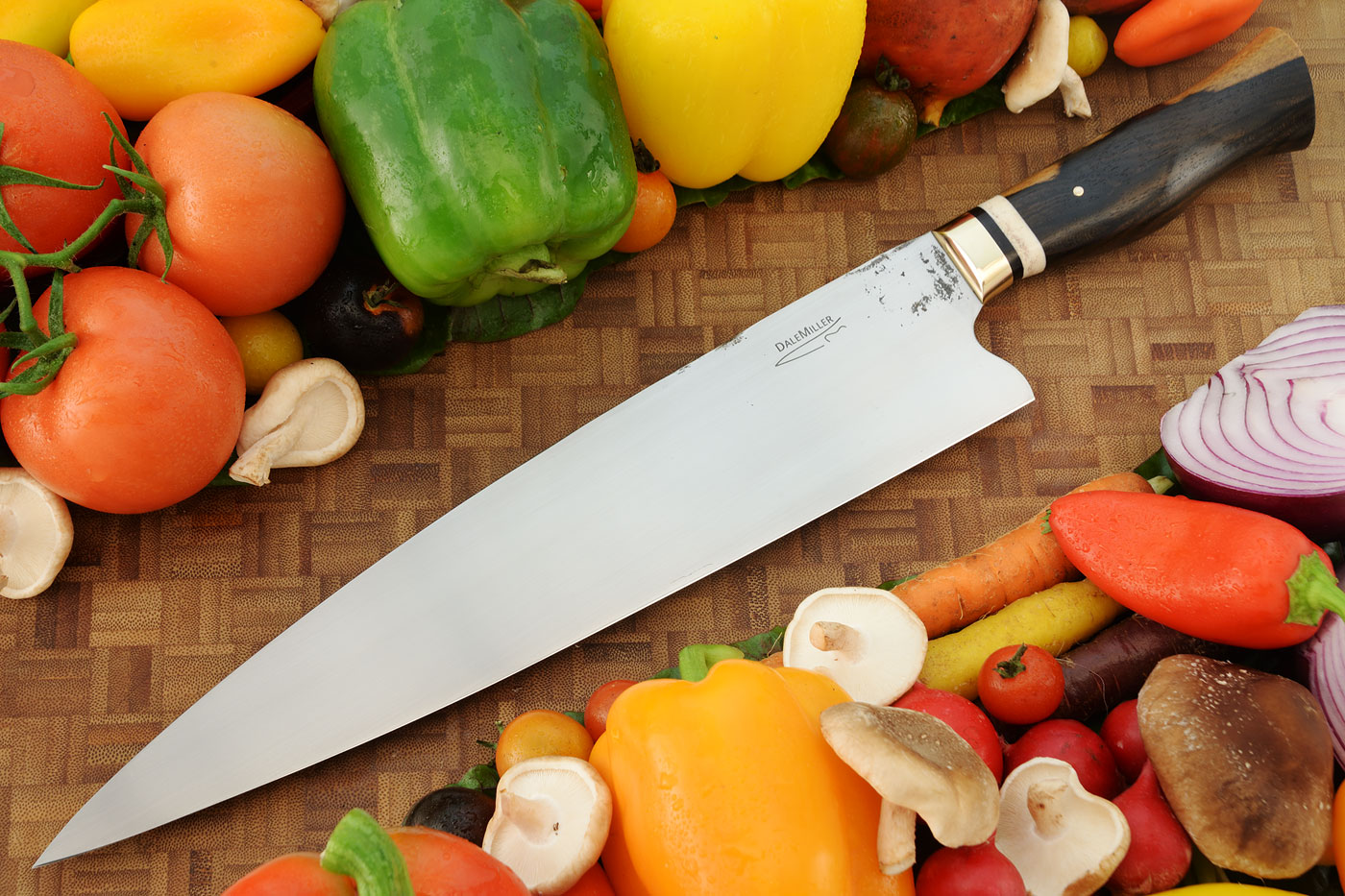 Forged Chef's Knife (12 in.) with Ziricote, Moose Antler, and African Blackwood