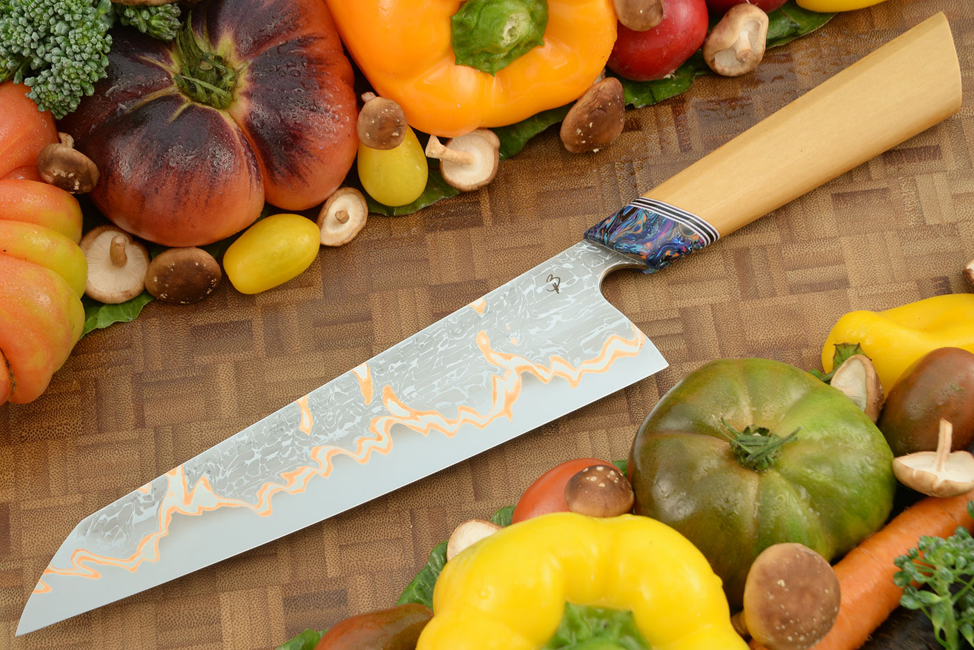 Chef's Knife (8-1/3 in.) with Vintage Westinghouse Micarta and Damascus Copper San Mai