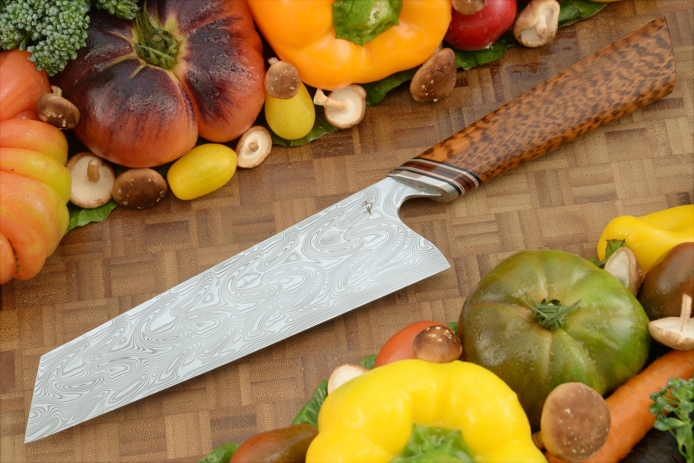 Chef's Knife (Bunka) with Snakewood and Damasteel