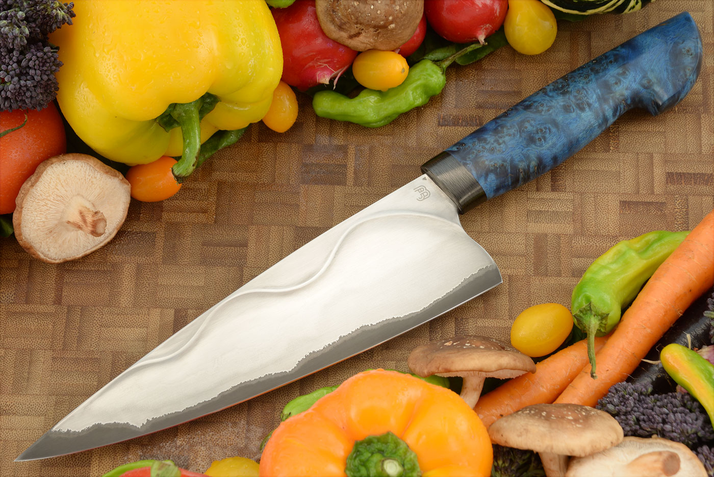 San Mai Chef's Knife (8 in.) with Maple Burl and Carbon Fiber