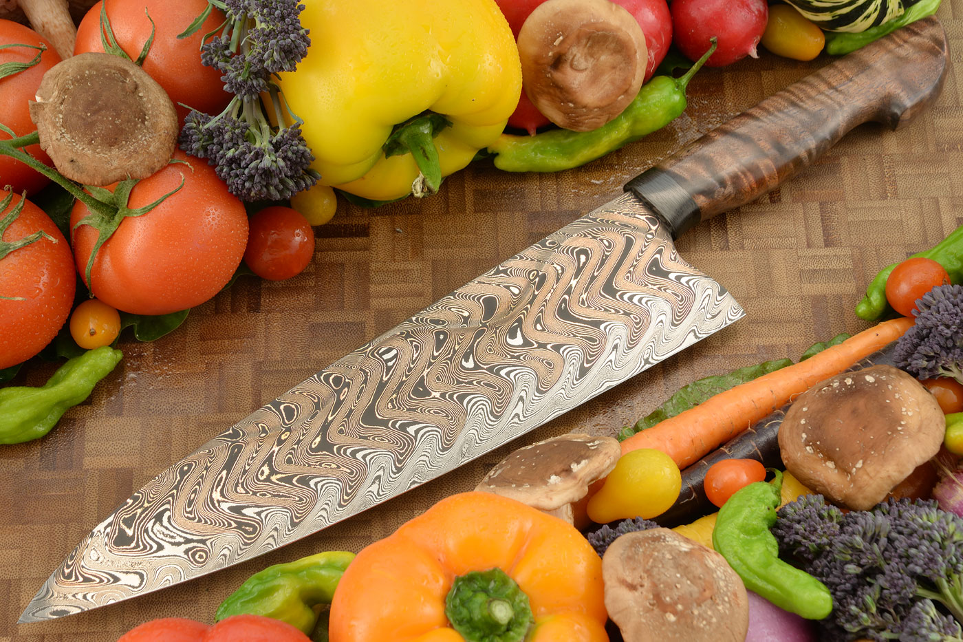 Chevron TigerMai Chef's Knife (10-1/3 in.) with Curly Cottonwood