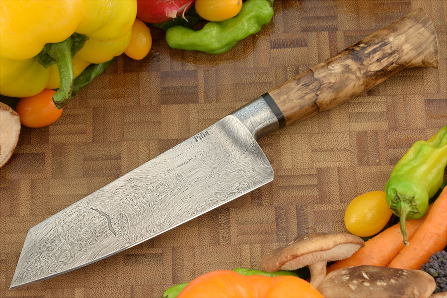 Integral Damascus Bunka (5-3/4 in.) with Flame Maple