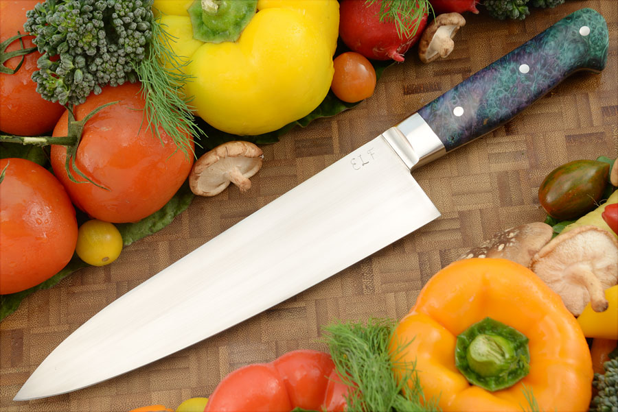 Forged Chef's Knife (8-1//2 in.) with Maple Burl - 80CrV2 Carbon