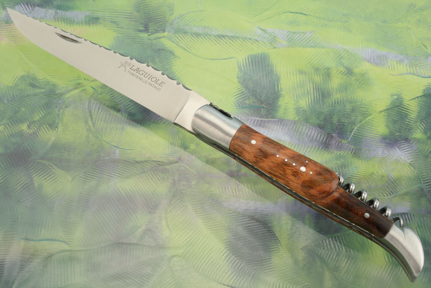 Laguiole Guilloché Picnic Knife with Corkscrew, Snakewood - RWL-34