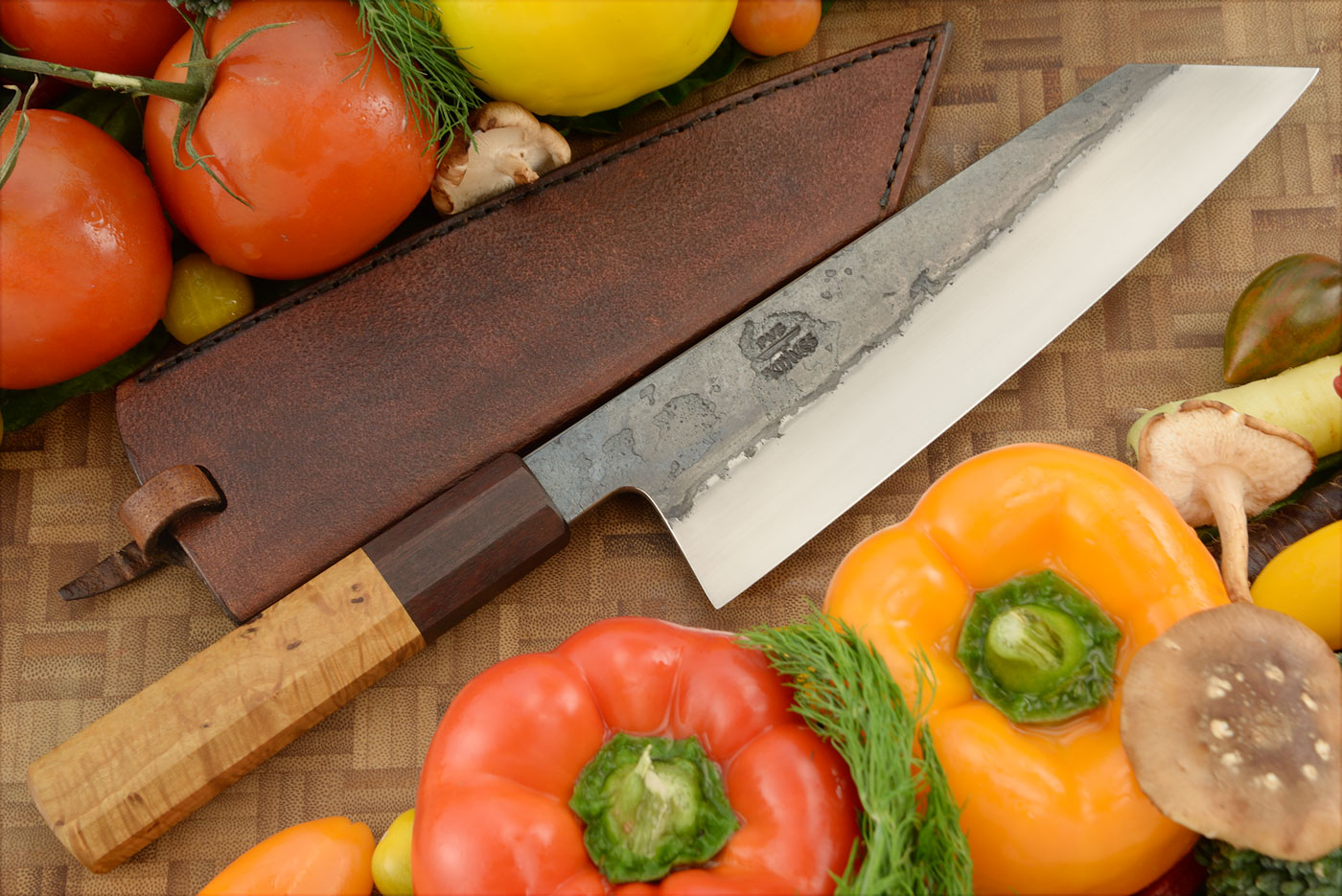 Chef's Knife (Bunka) with Sneezewood and Rhodesian Teak (7-1/2 in.) - 1095 Carbon