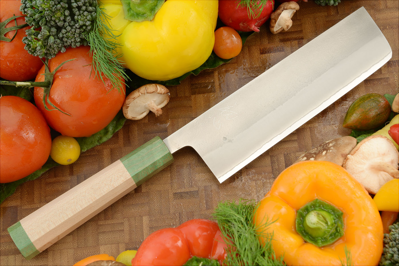 Vegetable Cleaver (Nakiri) - 6-1/2 in. (165mm) - Shirogami 2 Carbon Nashiji