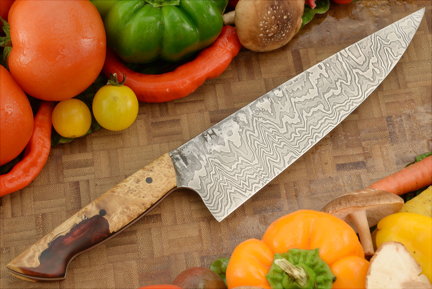 Damascus Chef's Knife (8 in.) with Hybrid Wood
