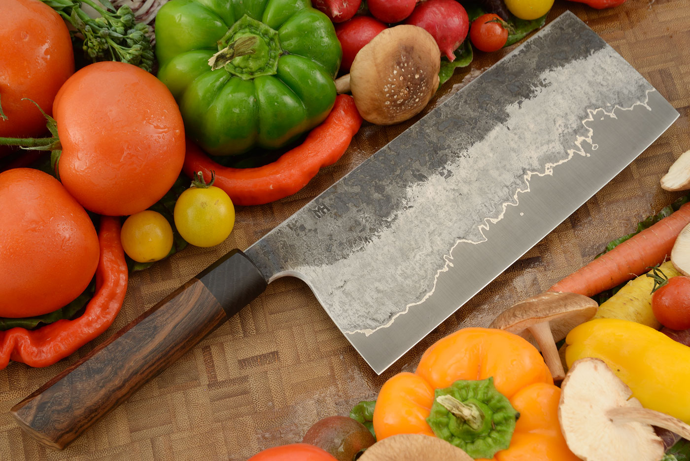 San Mai Chinese Cleaver (8-1/3 in.) with Chestnut and Bog Oak