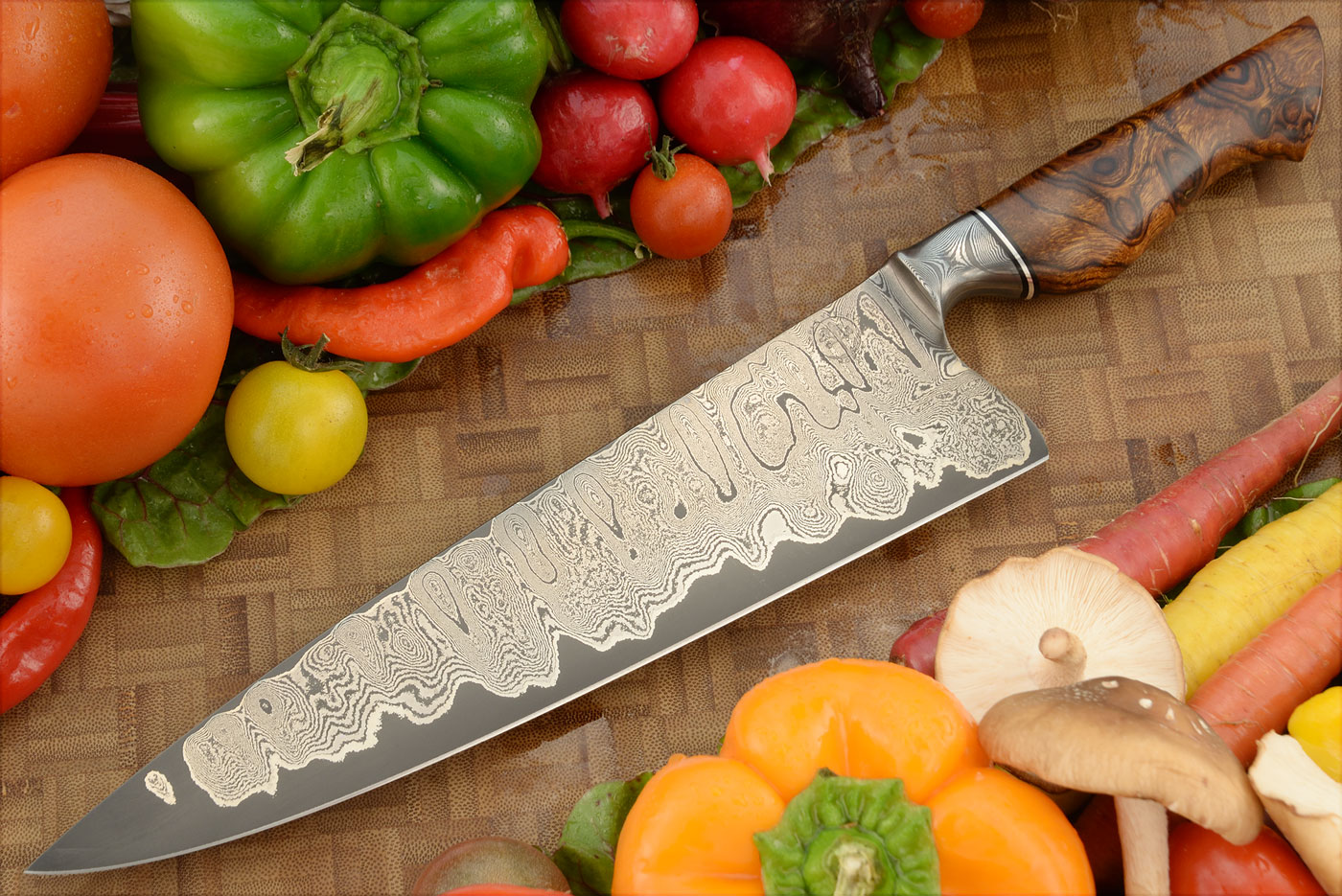 San Mai Damascus Chef's Knife (9-1/3 in.) with Ironwood