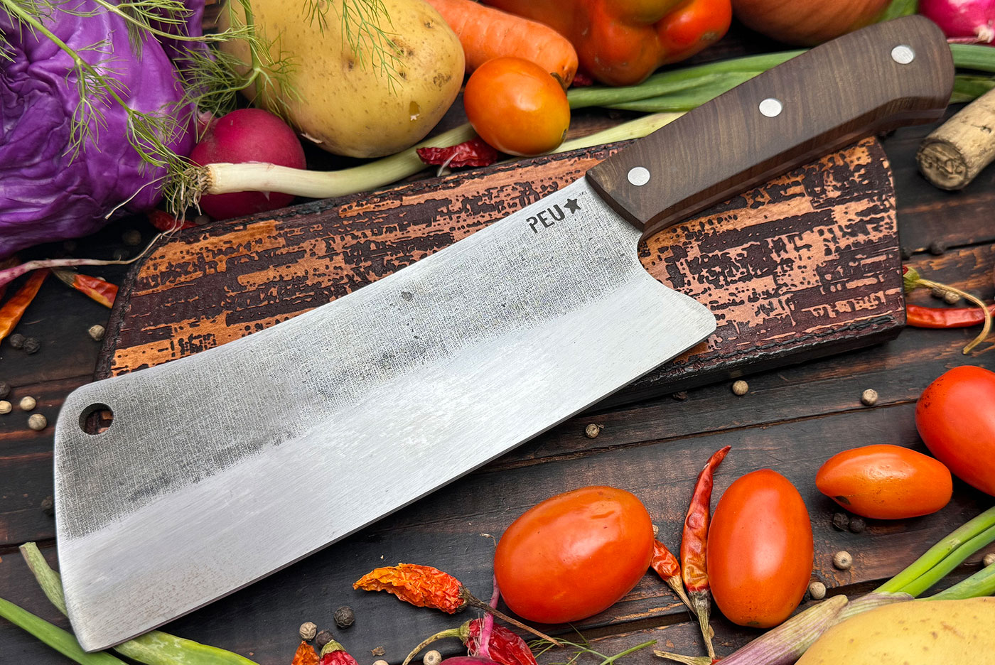 Meat Cleaver with Lapacho and O2 Carbon Steel