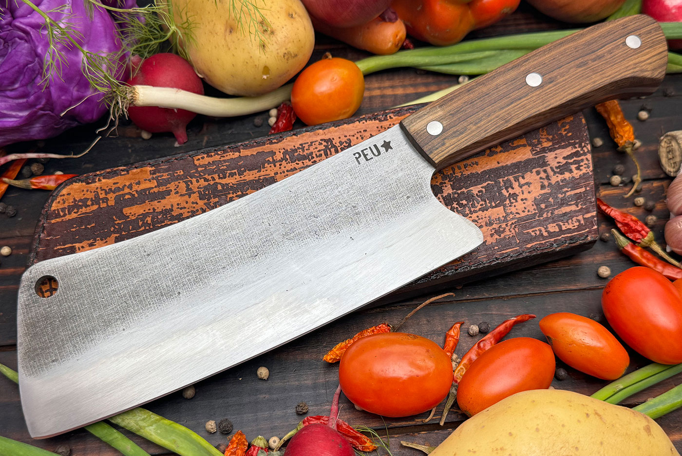 Meat Cleaver with Guayubira and O2 Carbon Steel