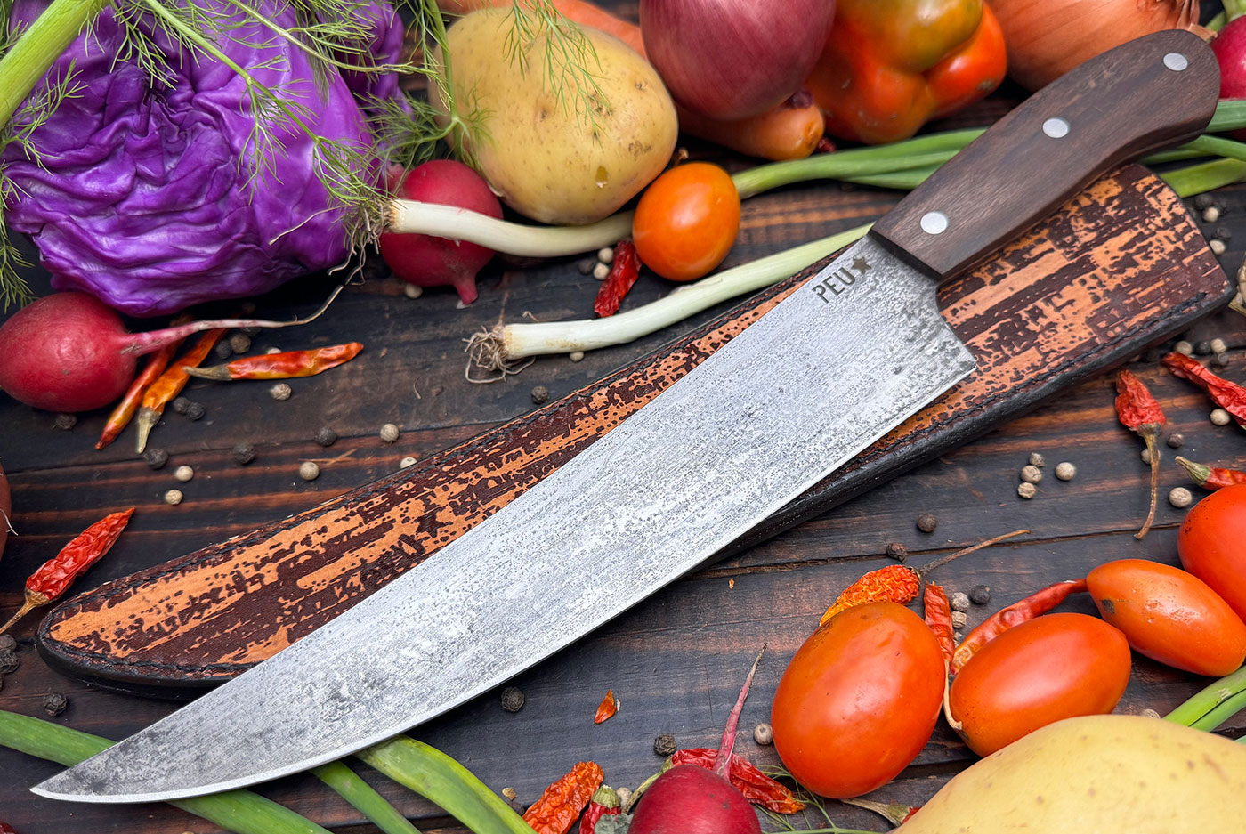 Scimitar Fillet/Butcher's Knife (230mm) with Guayacan Ebony and O2 Carbon Steel