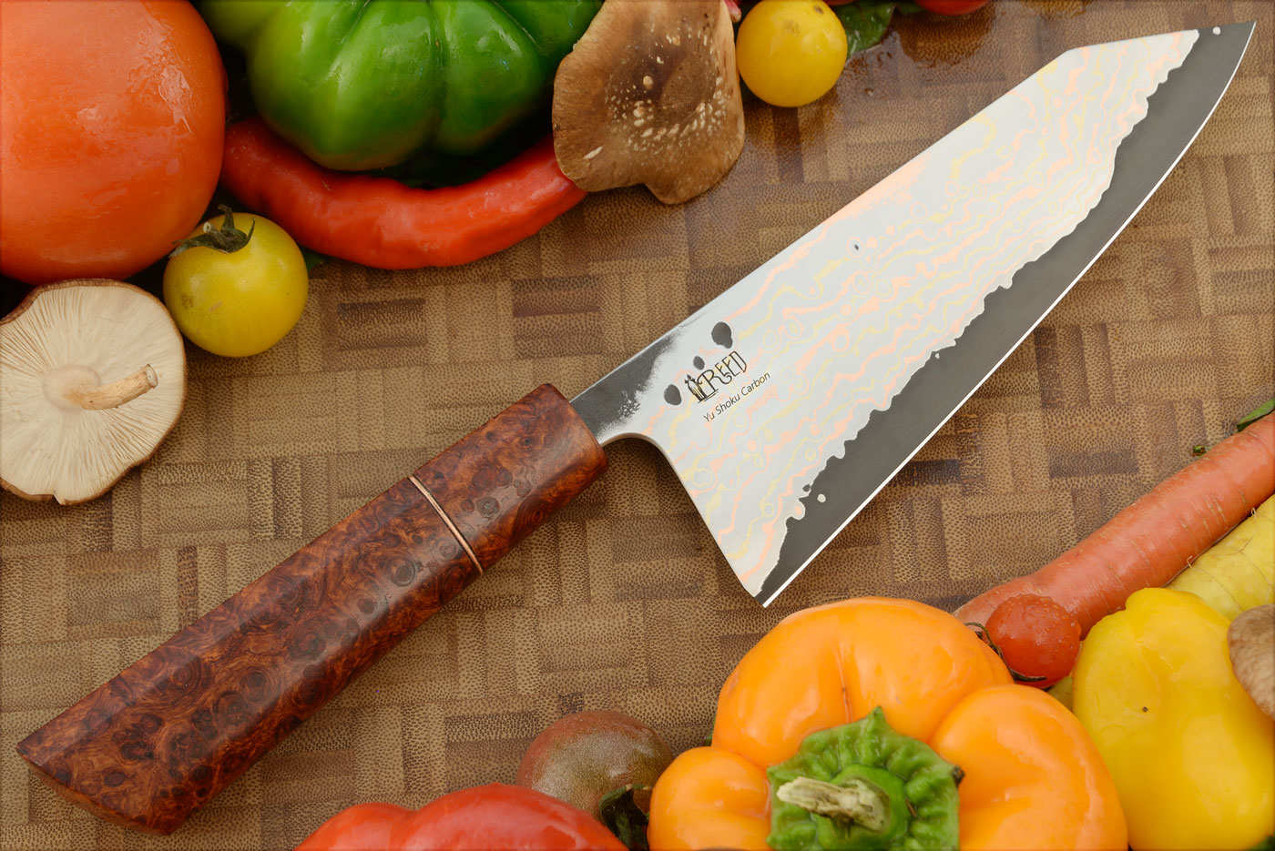 Bunka Chef's Knife with Amboyna Burl (7 in.) - Yu-Shoku