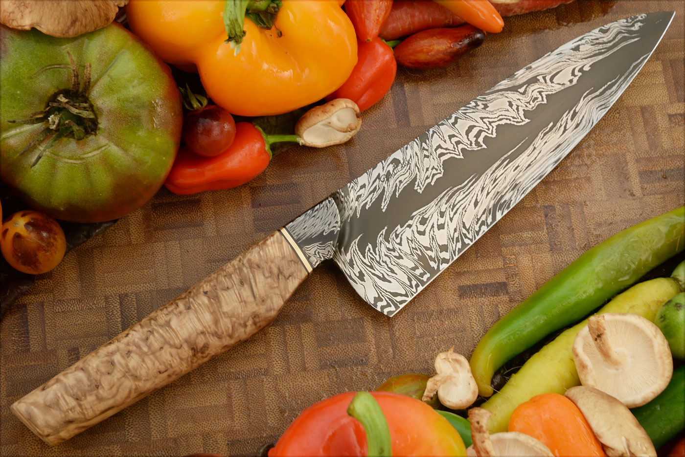 Integral Damascus Chef (6-3/4 in.) with Masur Birch