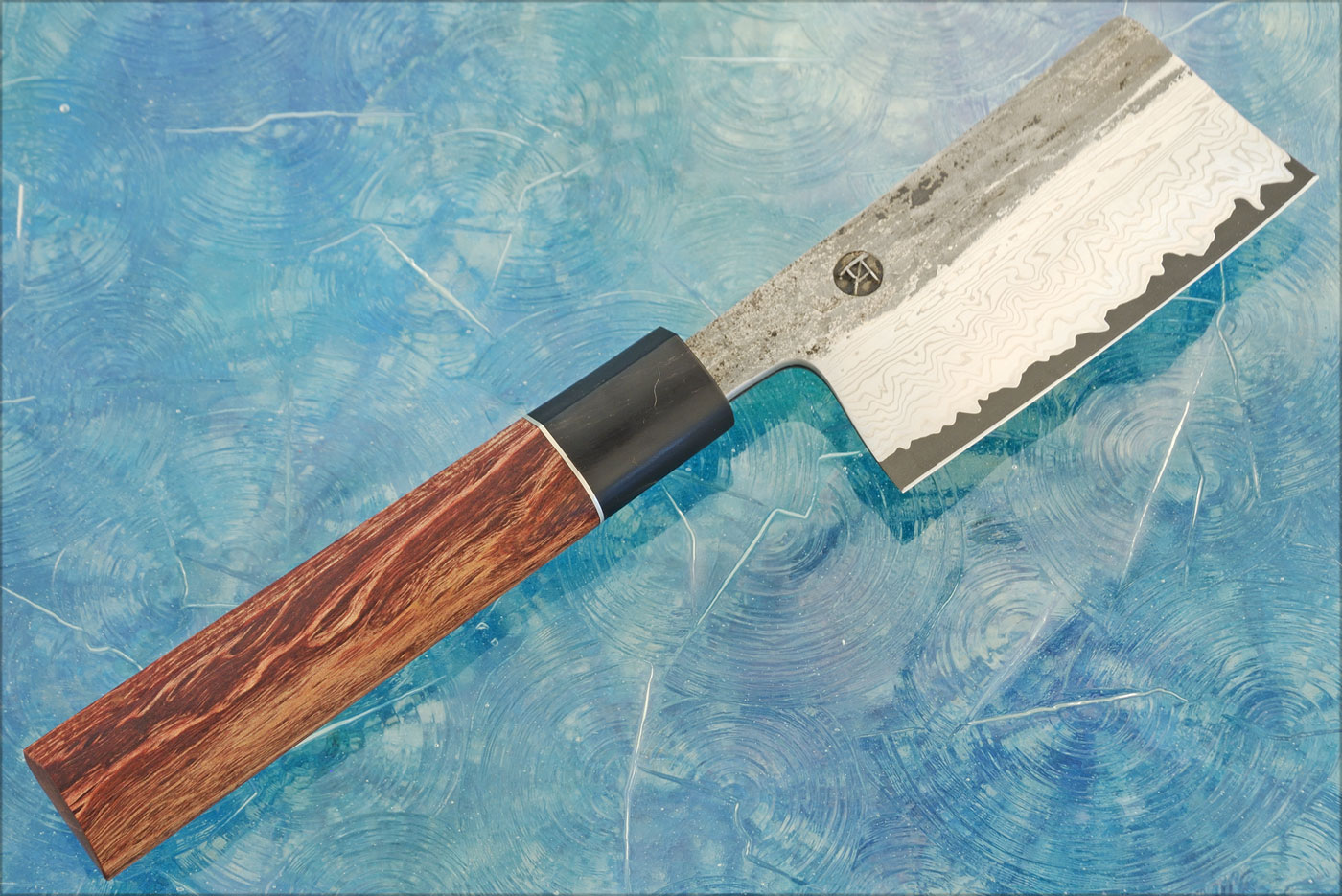 Cheese and Herb Cleaver with Beefwood and Buffalo Horn - SG2 Damascus San Mai