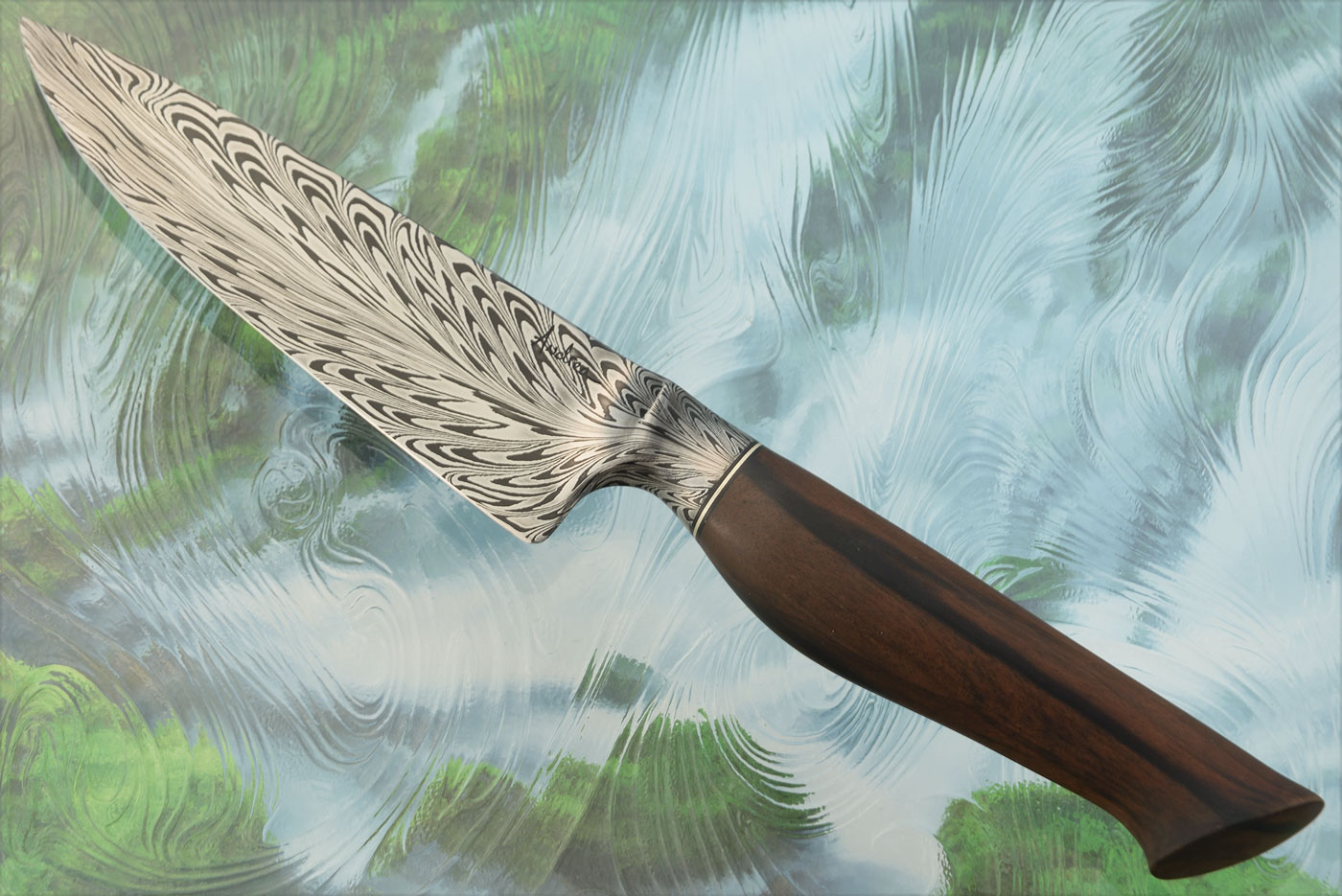 Chef's Knife (5-3/4 in.) with Integral Feather Damascus and Bocote