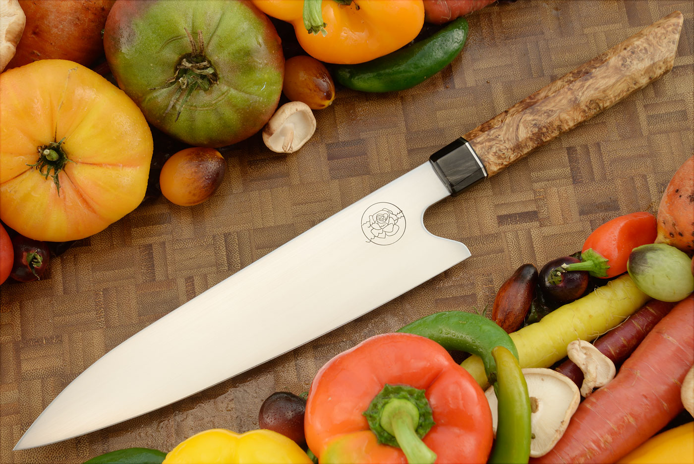 Gyuto Chef's Knife (8-3/4 in.) with Maple Burl and Buffalo Horn - AEB-L