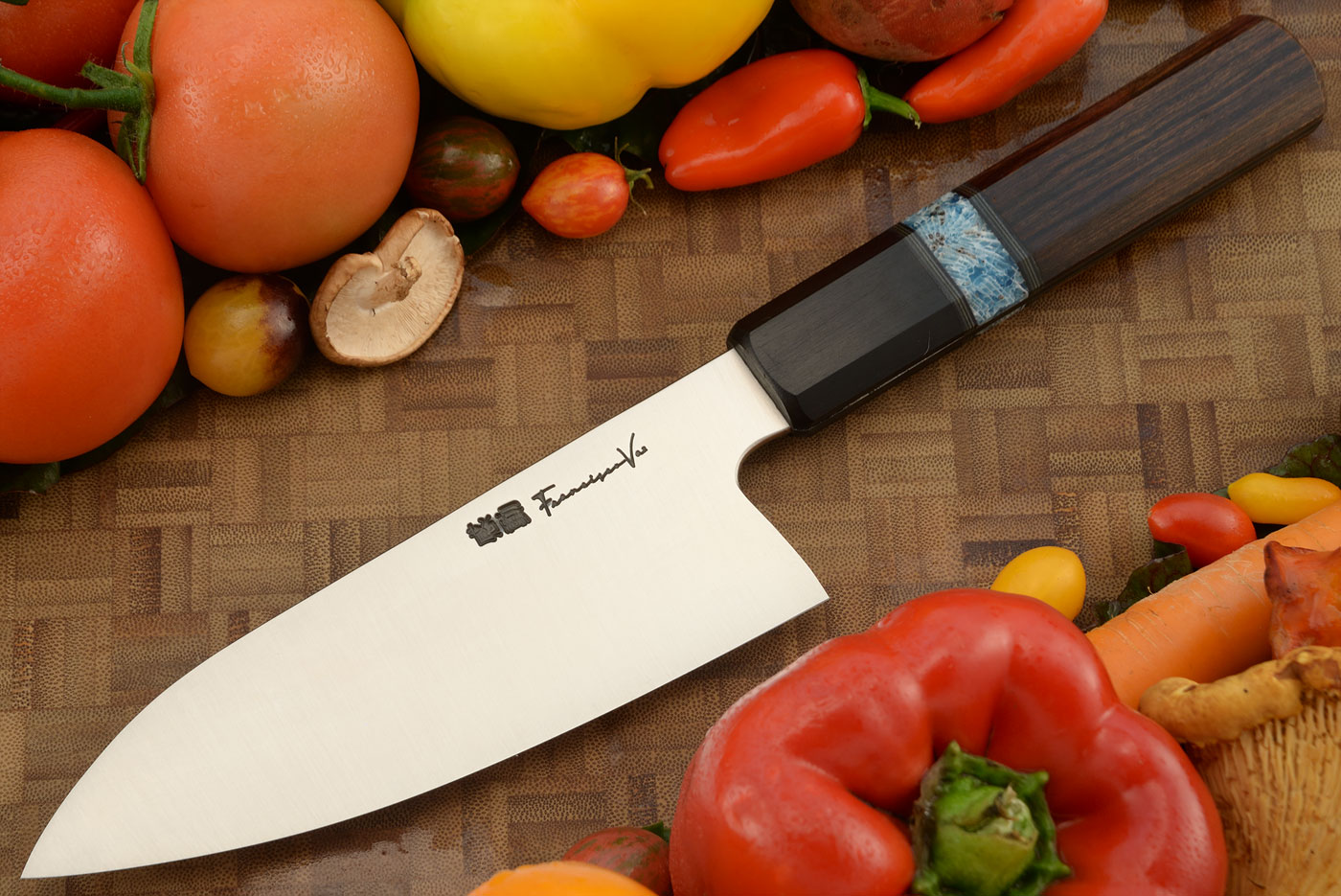 Santoku (6-1/3 in.) with Kingwood, Ebony, and Coral - CPM-MagnaCut