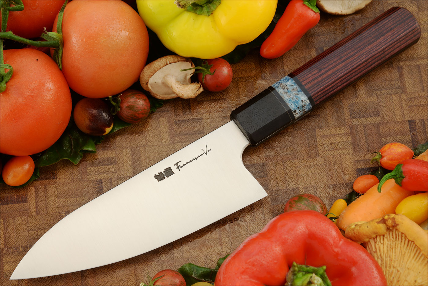 Santoku (6-1/2 in.) with Kingwood, Ebony, and Coral - CPM-MagnaCut