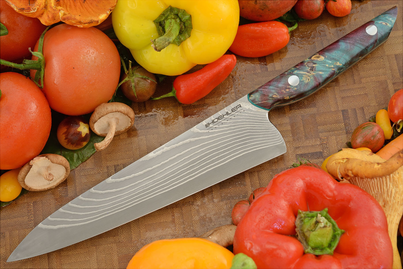 Damascus San Mai Chef's Knife - Gyuto (8 in) with Maple Burl