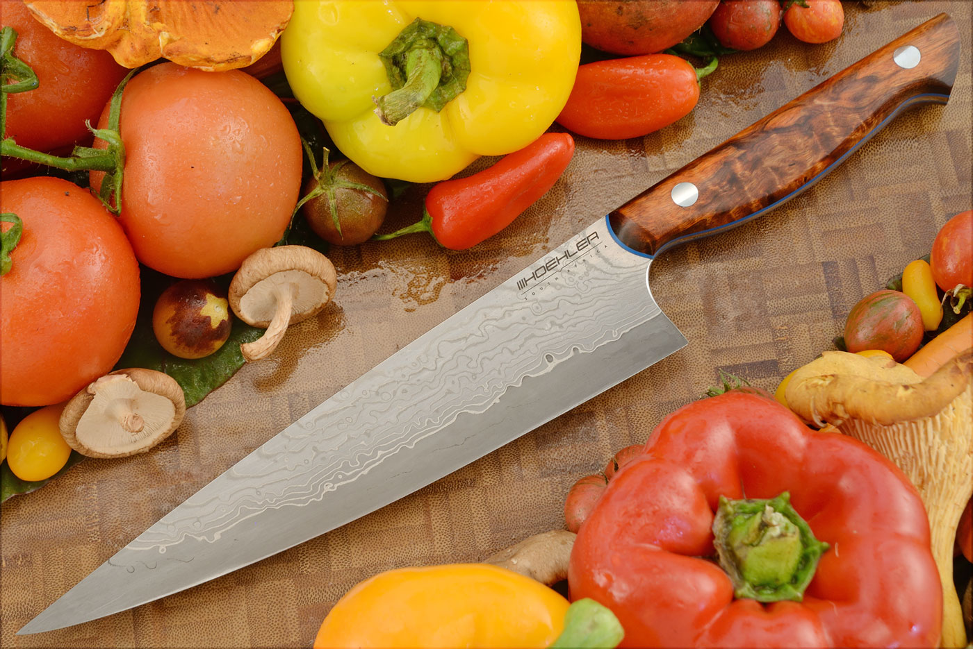 Damascus San Mai Chef's Knife (8-1/4 in.) with Masur Birch