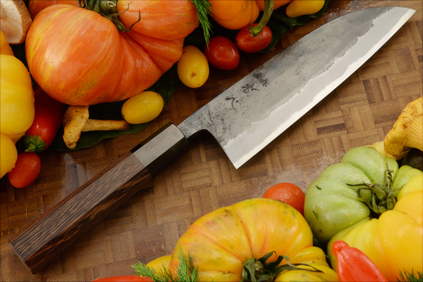 Chef's Knife (Santoku) - 6-2/3 in. (165mm) - Aogami 2 Carbon Kurouchi