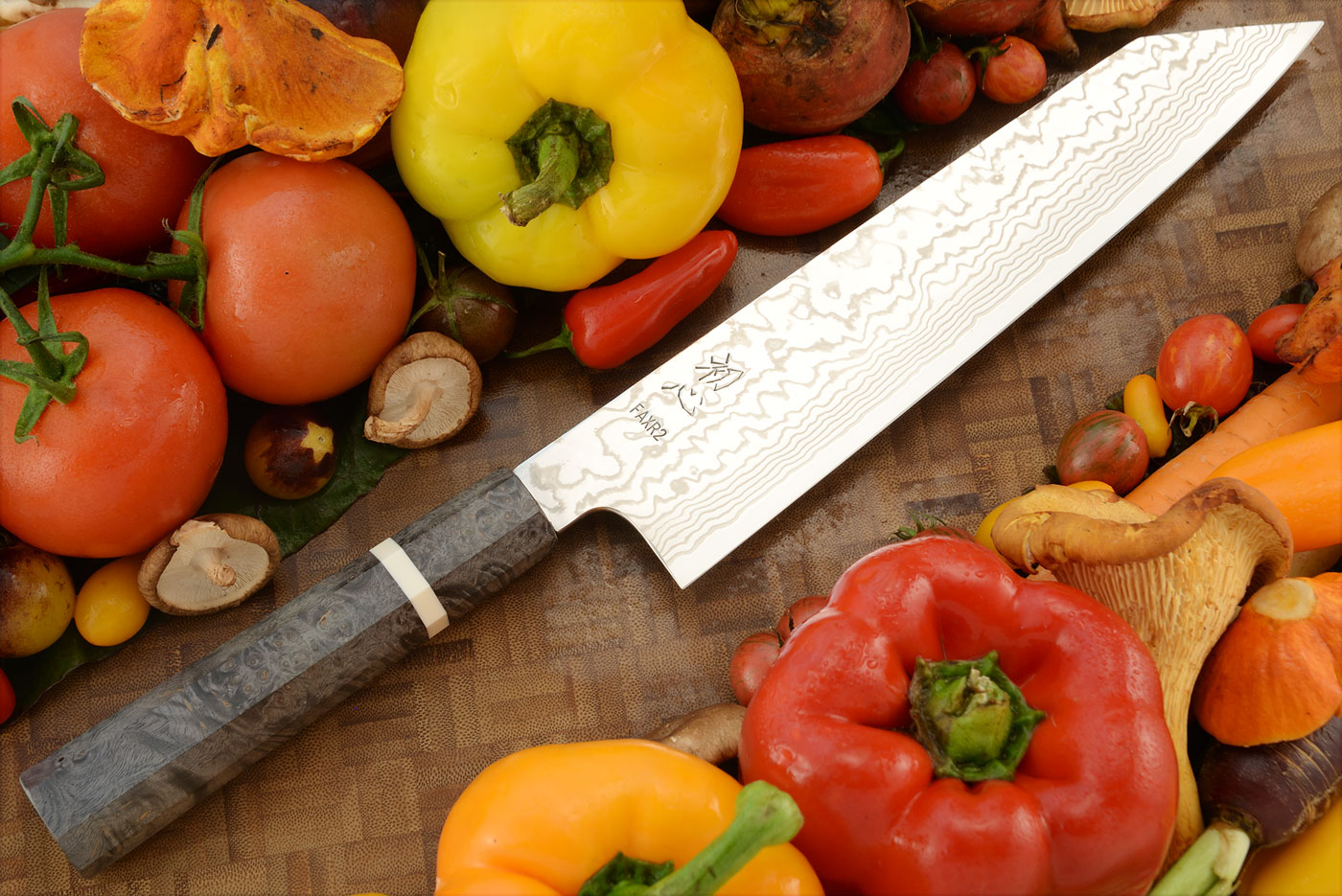 Chef's Knife (Kiritsuke Gyuto) - 9-1/2 in. (240mm) - Stainless R2 Damascus San Mai