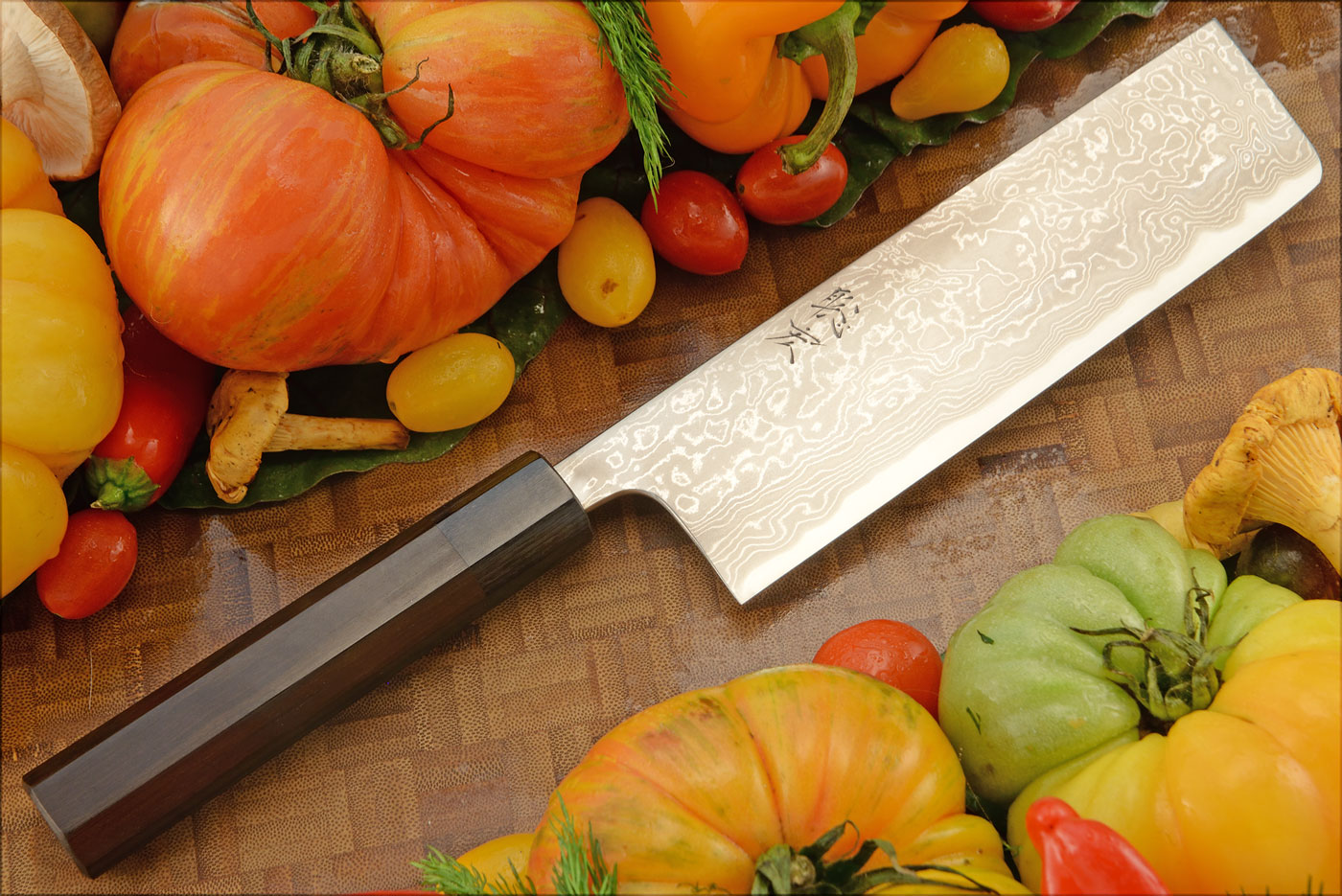 Suminagashi Chef's Knife - Nakiri, 165mm (6-1/2 in.) - Aogami 2 with San Mai Damascus