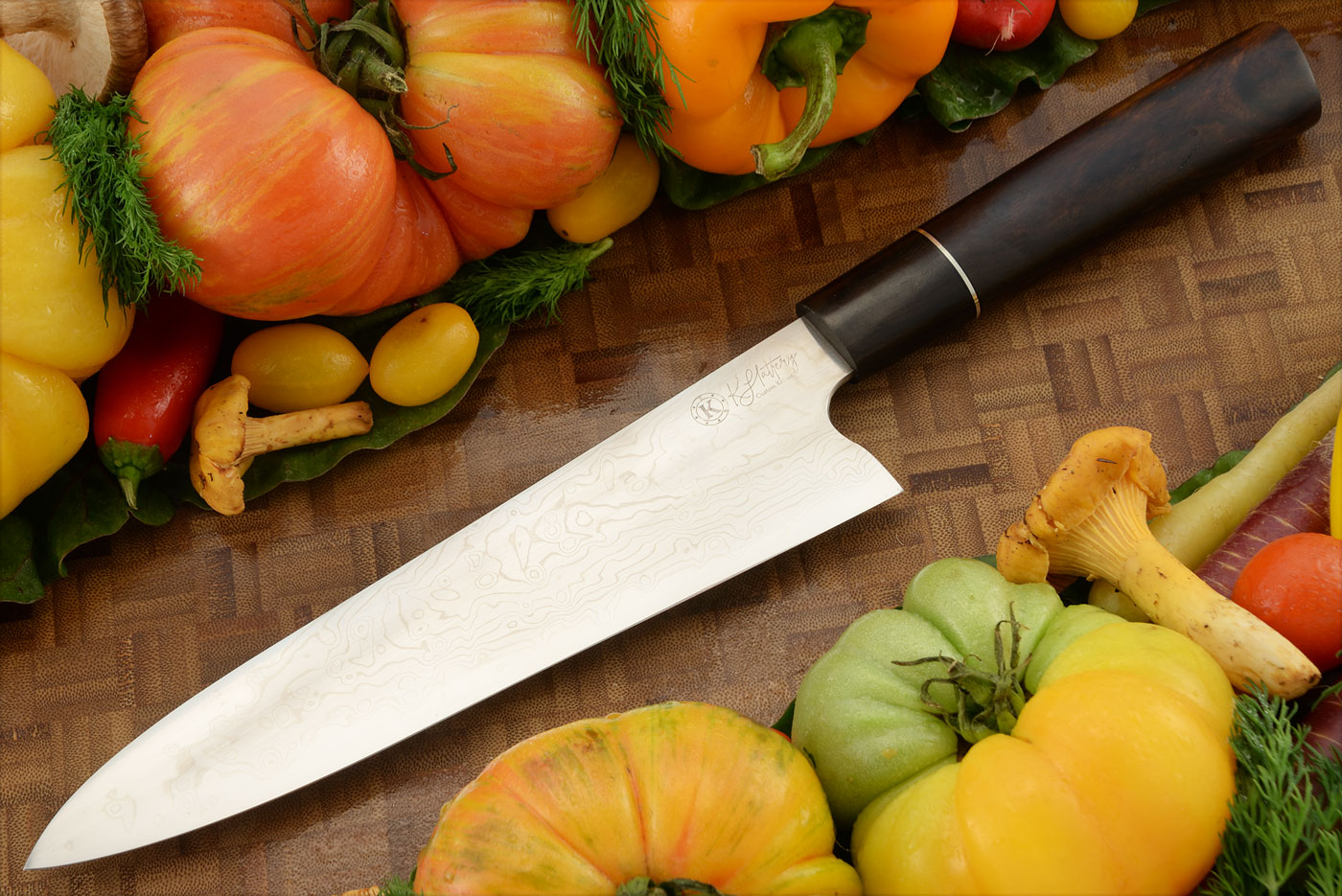 Chef's Knife - Gyuto (8-1/2 in.) with Ironwood and African Blackwood - SG2 Damascus San Mai
