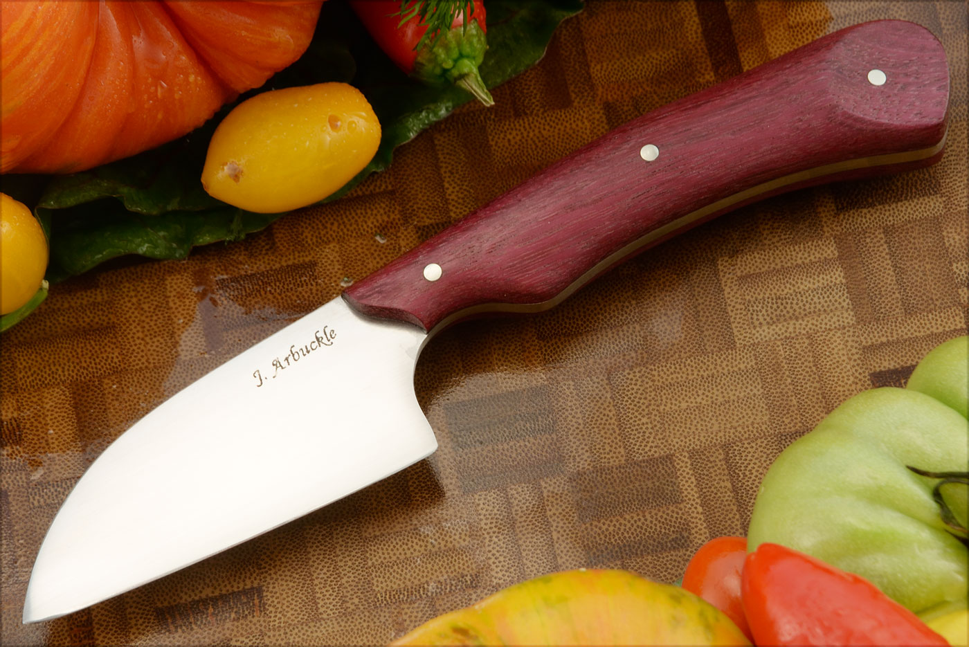 Petit Santoku (3-1/8 in) with Purpleheart