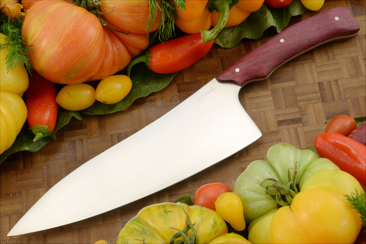 Deep Bellied Chef's Knife (8 in) with Purpleheart