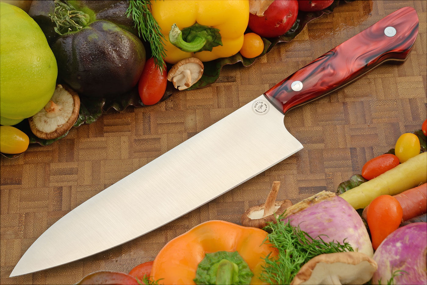 Chef's Knife (8-1/2 in.) with Red/Black Kirinite