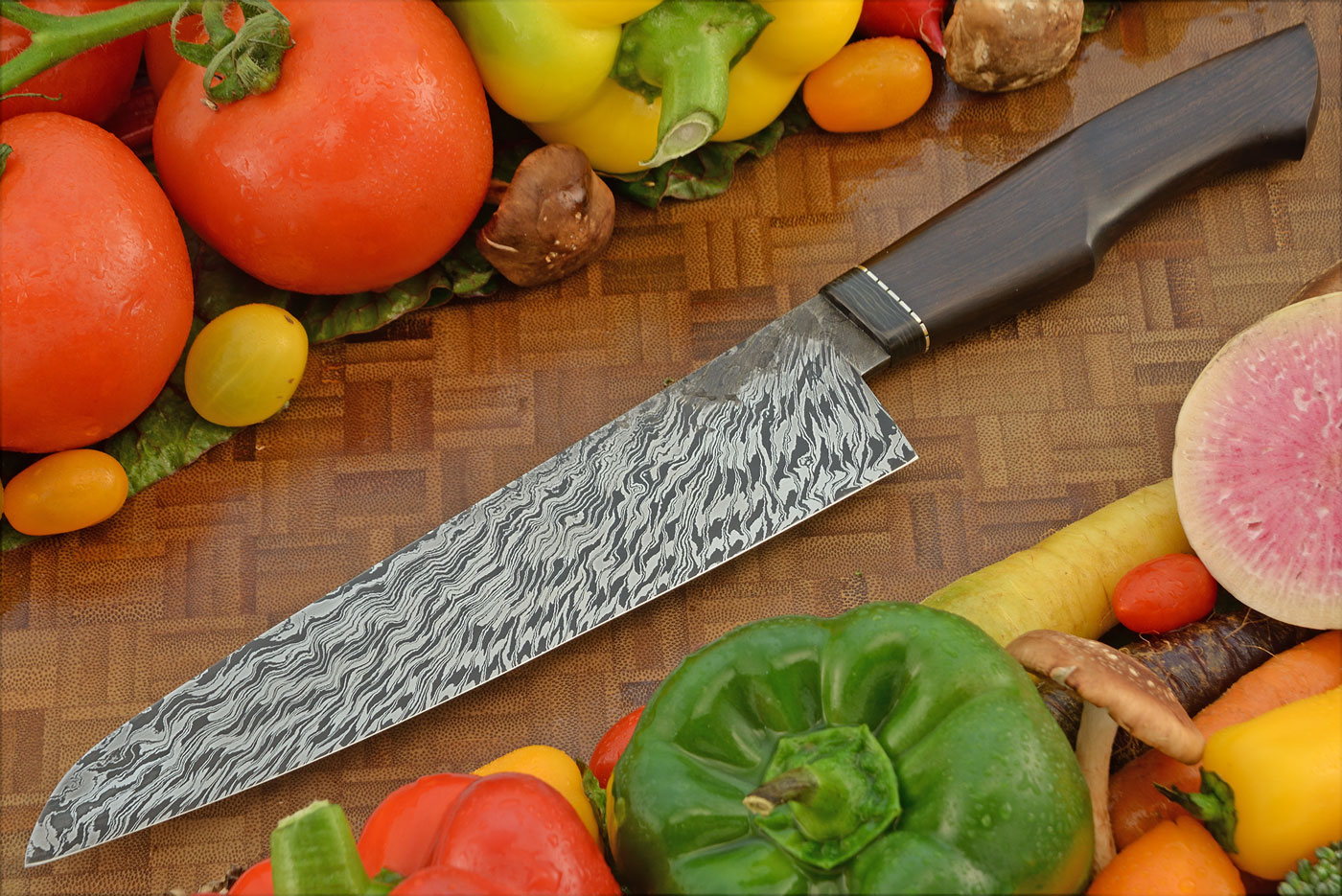 Damascus Chef's Knife (7-3/4 in.) with African Blackwood