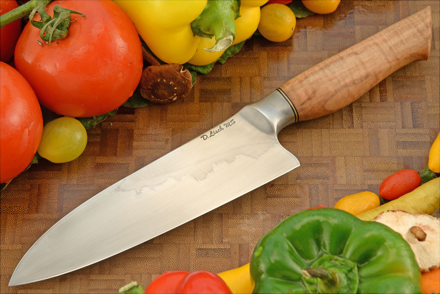 Integral Honyaki Santoku (6-3/4 in.) with Maple - W2